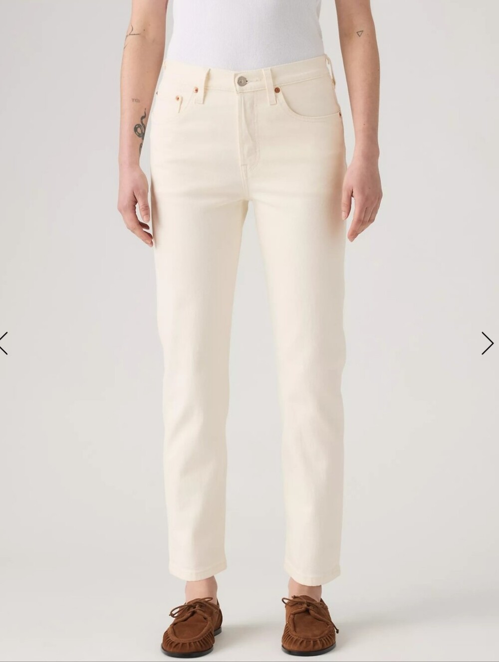 Levis 501's  Slim Straight Cream Jeans